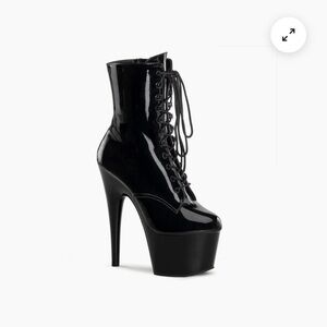 Black Patent Leather Platform Ankle Boots